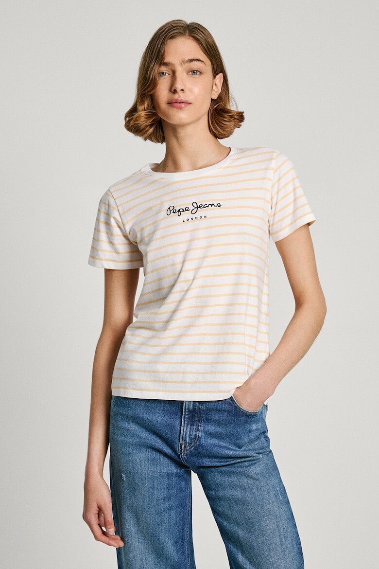 Pepe Jeans London Tricou cu decolteu rotund si model in dungi - Pled.ro