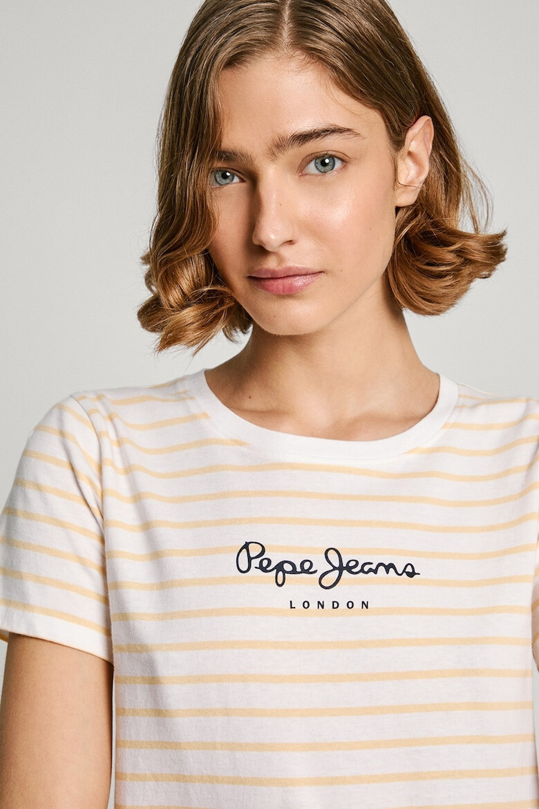 Pepe Jeans London Tricou cu decolteu rotund si model in dungi - Pled.ro