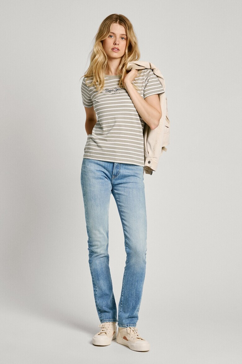 Pepe Jeans London Tricou cu decolteu rotund si model in dungi - Pled.ro