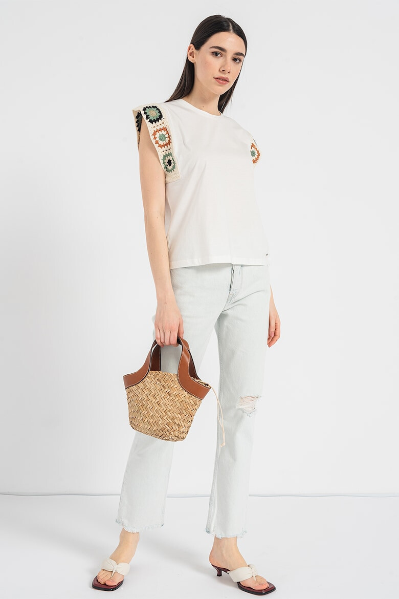 Pepe Jeans London Tricou cu detalii crosetate Ophelia - Pled.ro