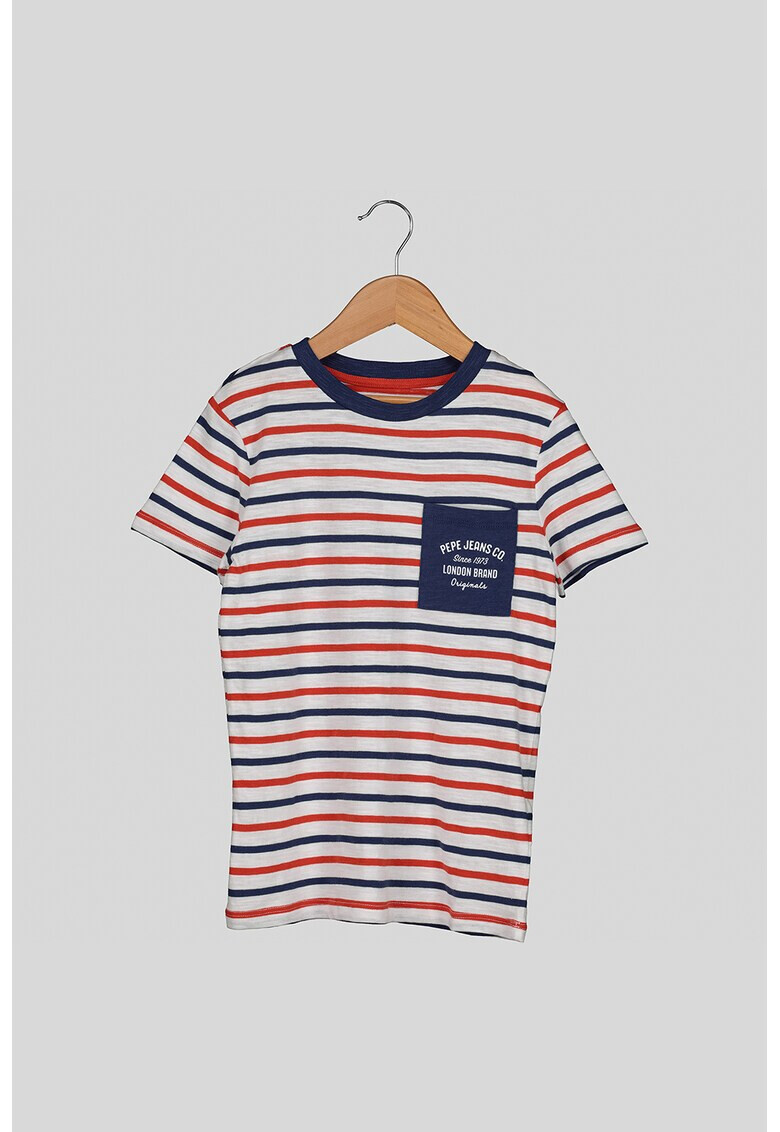 Pepe Jeans London Tricou cu dungi si buzunar pe piept - Pled.ro