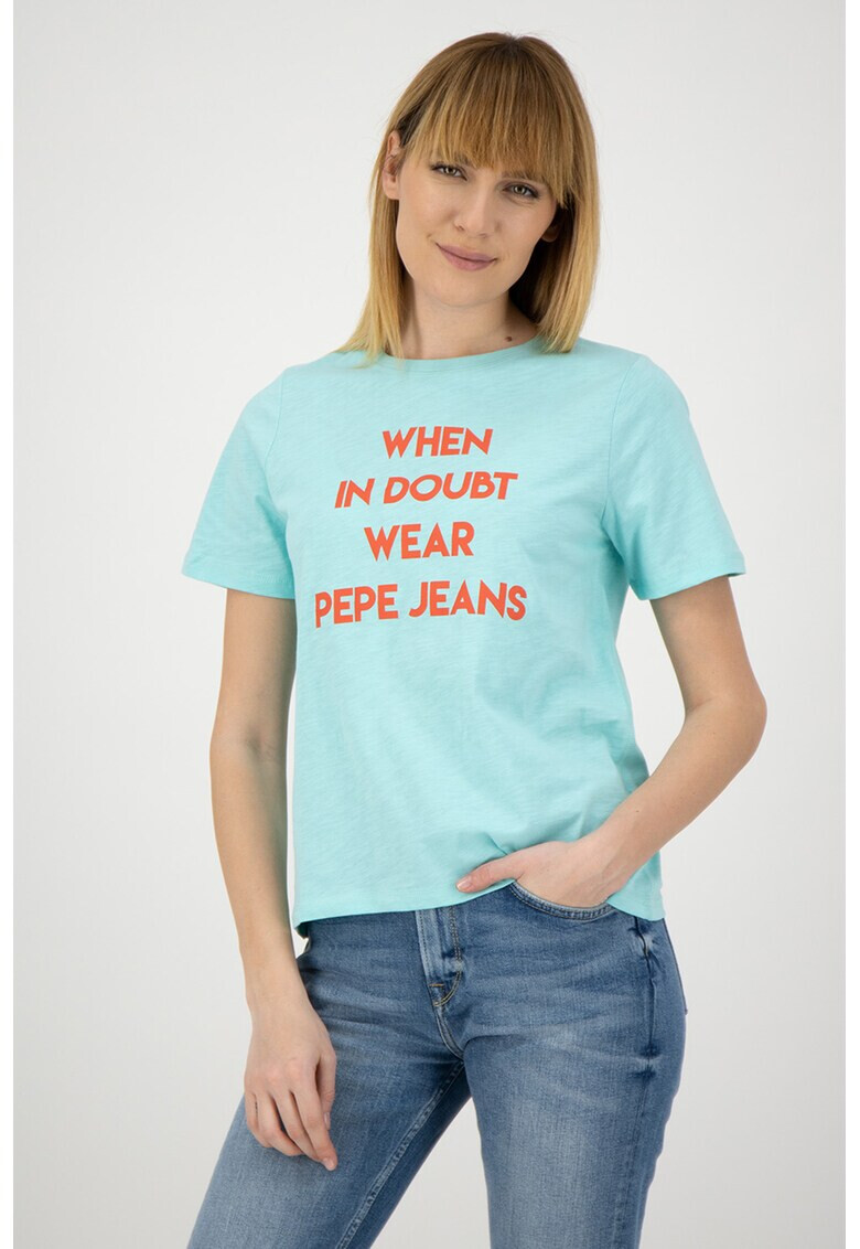 Pepe Jeans London Tricou de bumbac cu imprimeu text Freja - Pled.ro