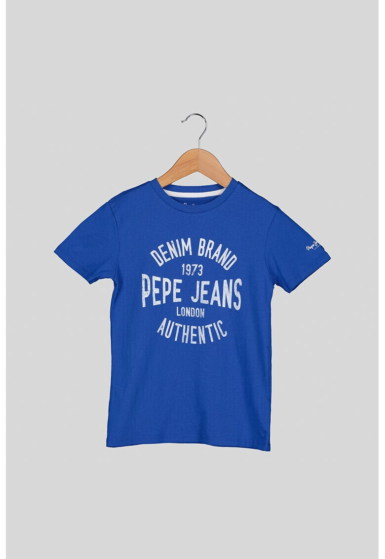 Pepe Jeans London Tricou cu imprimeu logo si decolteu la baza gatului Jack - Pled.ro