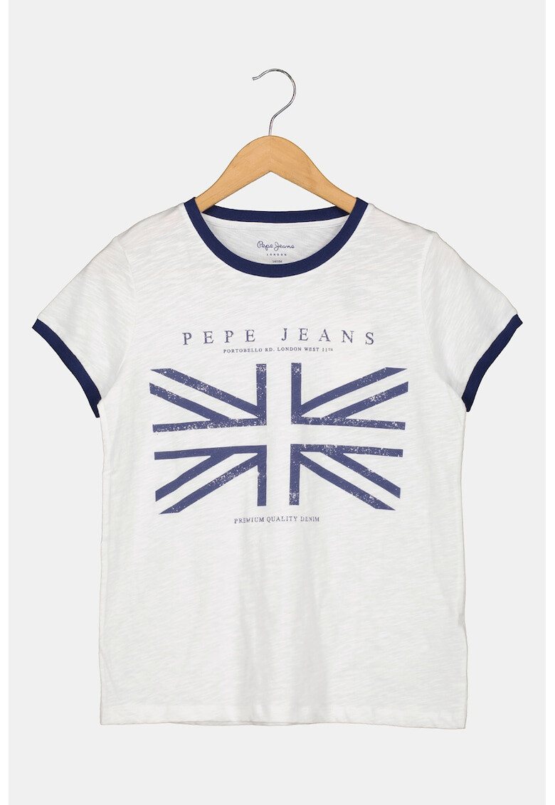 Pepe Jeans London Tricou cu imprimeu si terminatii contrastante - Pled.ro