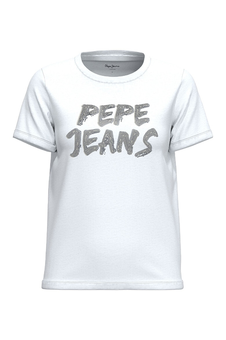 Pepe Jeans London Tricou cu logo cu margele - Pled.ro