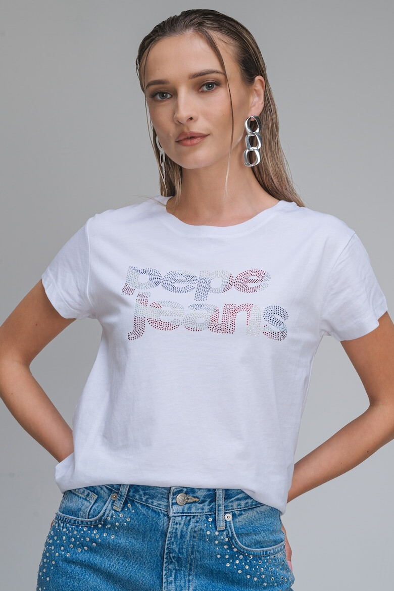 Pepe Jeans London Tricou cu logo din strasuri Fernandine - Pled.ro