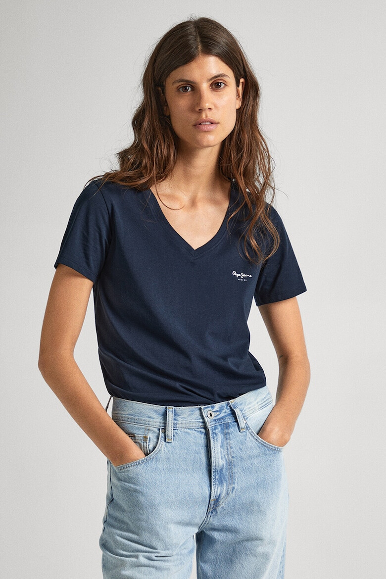 Pepe Jeans London Tricou de bumbac cu decolteu in V Lorette - Pled.ro