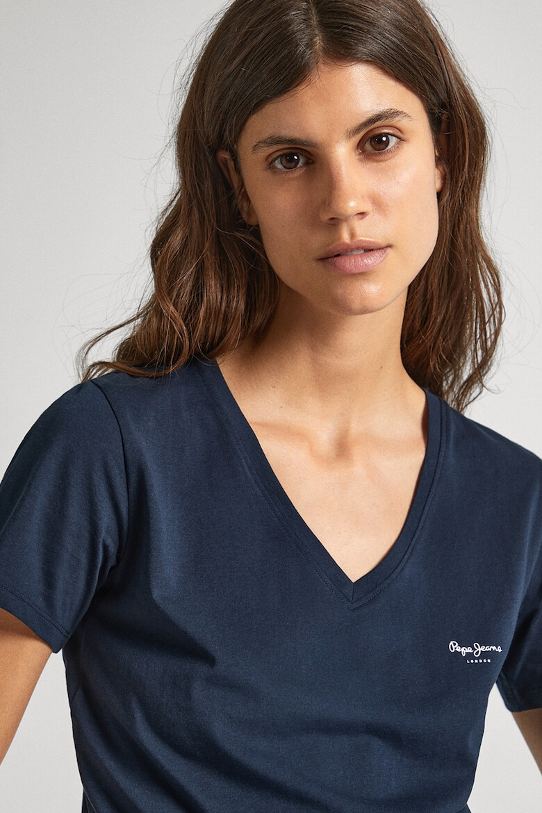 Pepe Jeans London Tricou de bumbac cu decolteu in V Lorette - Pled.ro