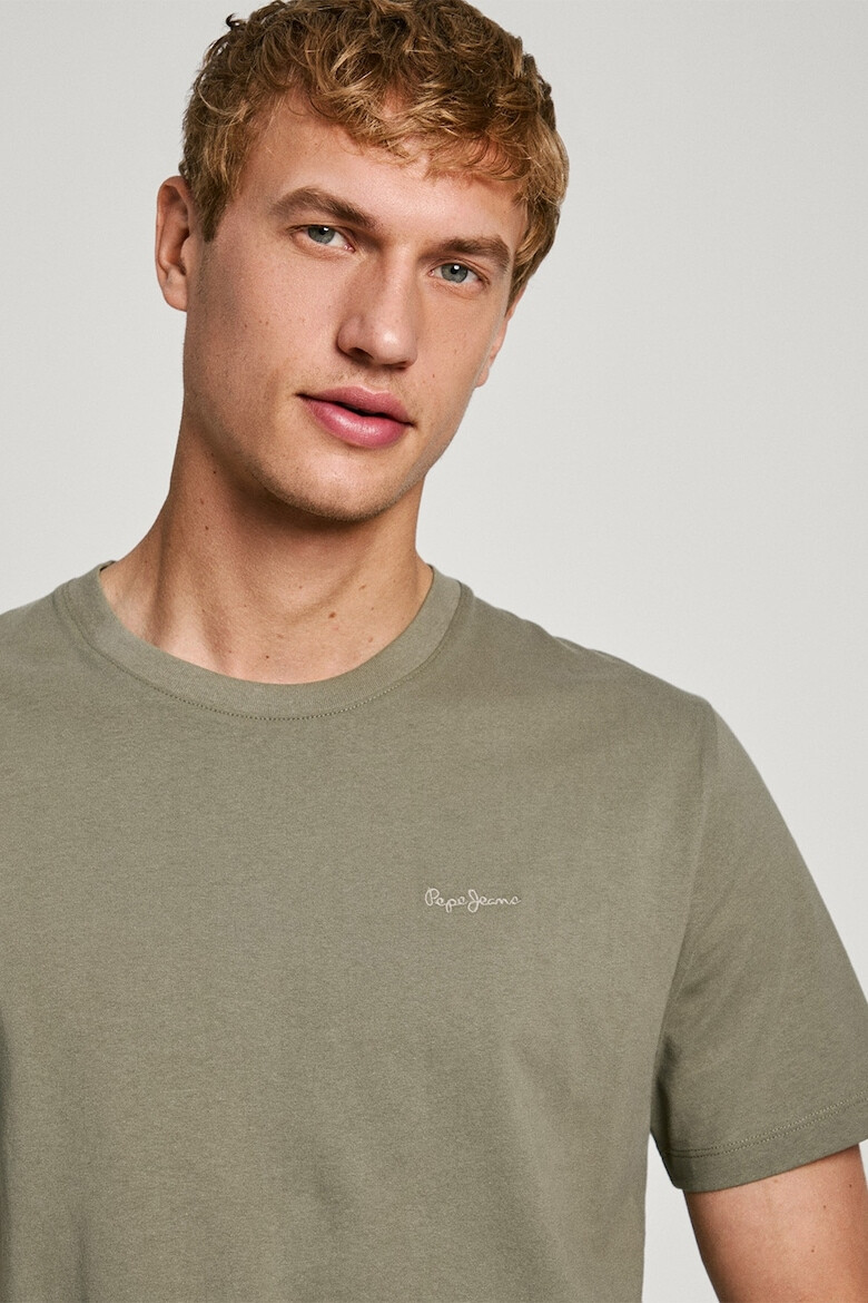 Pepe Jeans London Tricou de bumbac cu decolteu la baza gatului Connor - Pled.ro