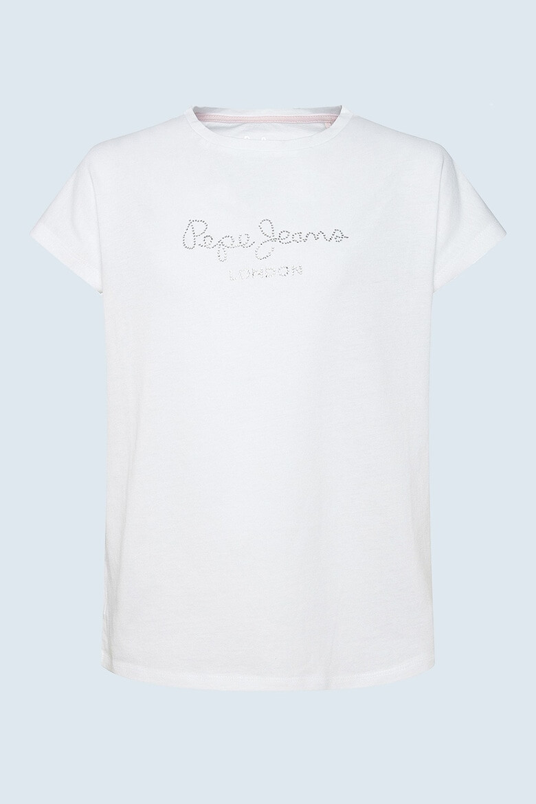 Pepe Jeans London Tricou de bumbac cu logo cu strasuri Nuria - Pled.ro