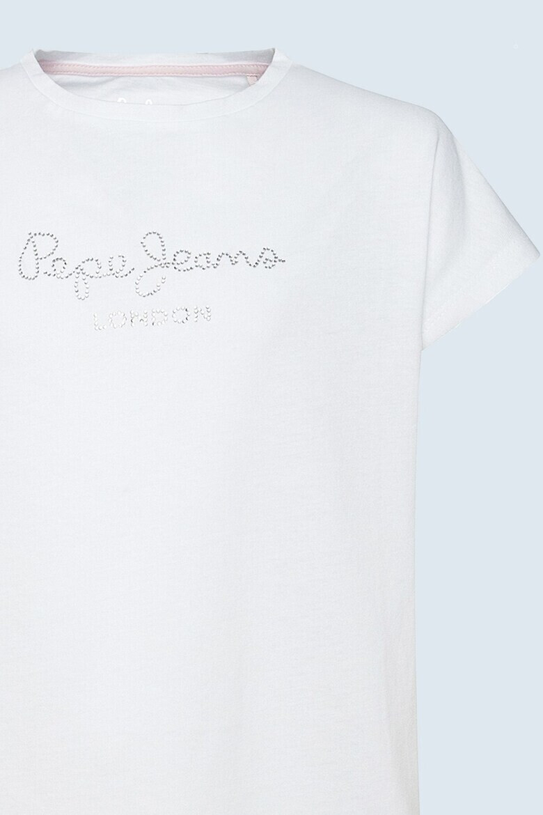 Pepe Jeans London Tricou de bumbac cu logo cu strasuri Nuria - Pled.ro