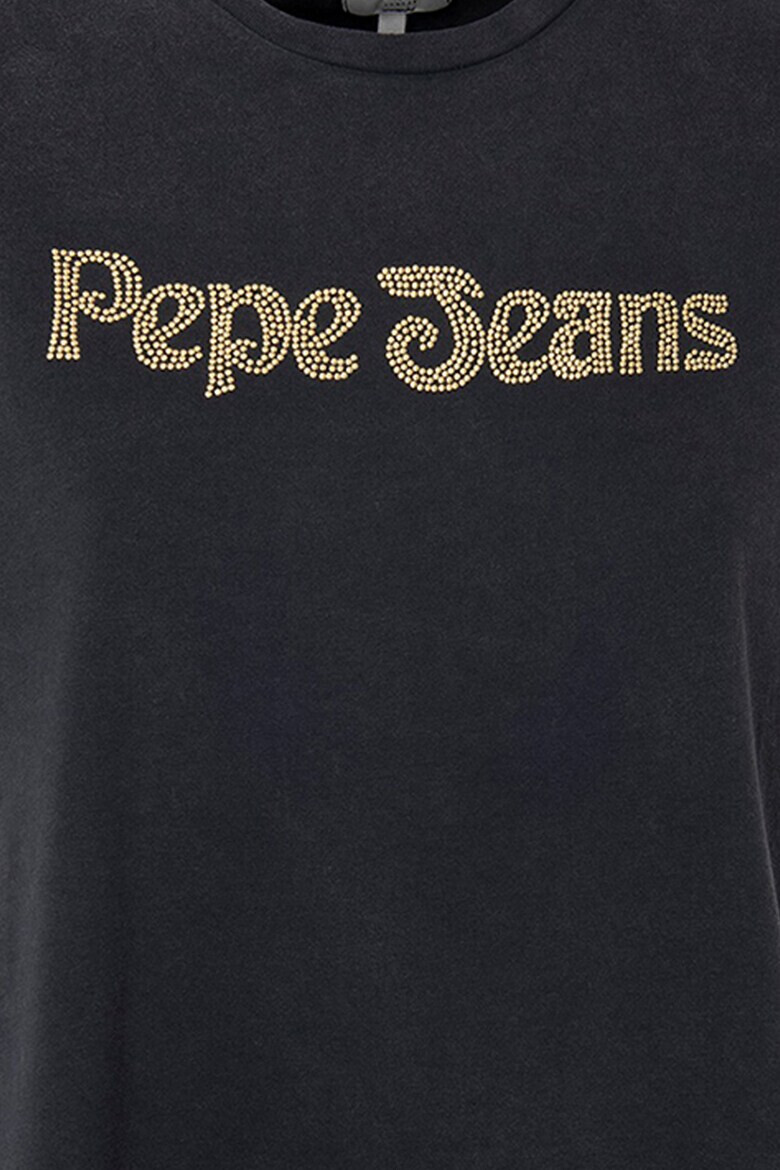 Pepe Jeans London Tricou de bumbac cu logo din strasuri Carli - Pled.ro