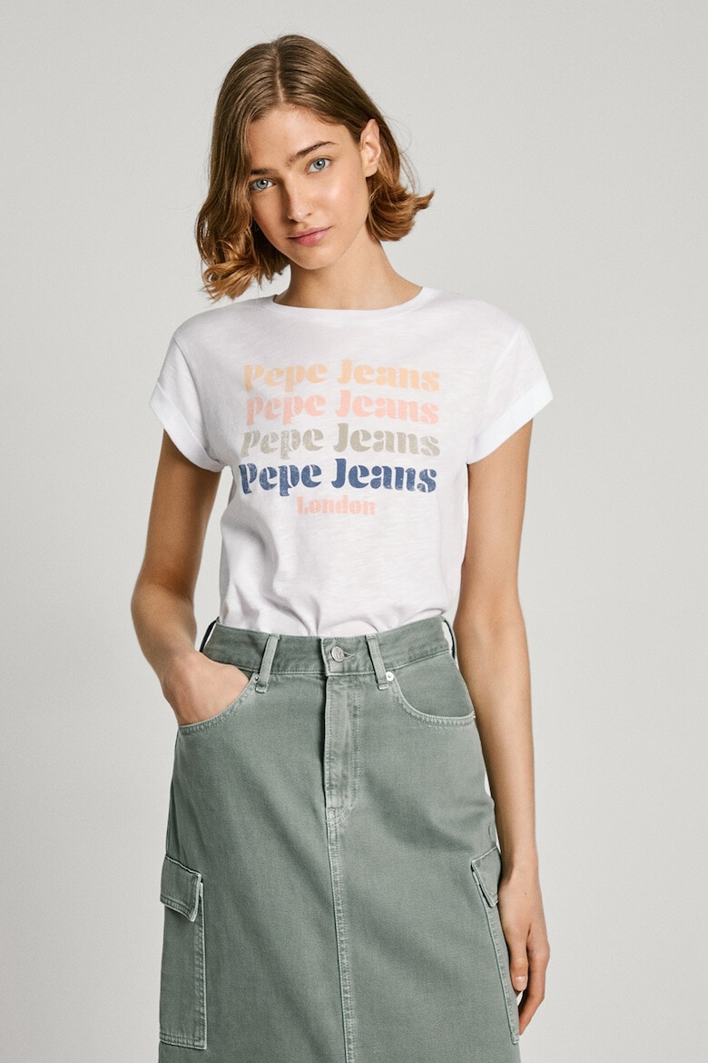 Pepe Jeans London Tricou din bumbac cu imprimeu logo Eileen - Pled.ro