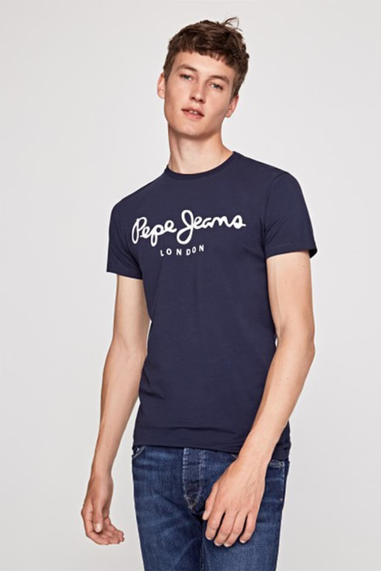 Pepe Jeans London Tricou slim fit cu imprimeu logo supradimensionat Original - Pled.ro