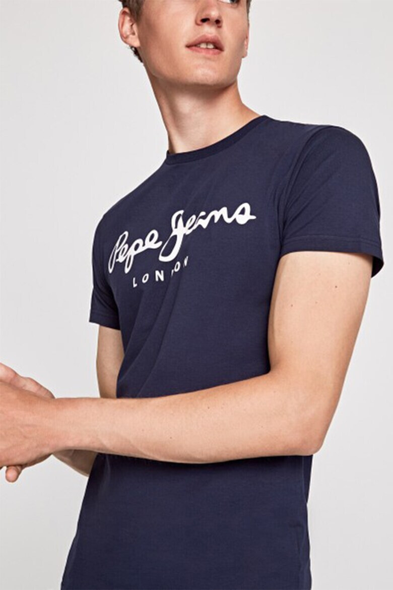 Pepe Jeans London Tricou slim fit cu imprimeu logo supradimensionat Original - Pled.ro