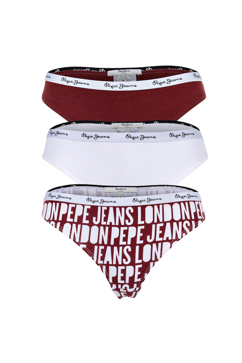 Pepe Jeans London Set de chiloti tanga uni si cu model - 3 perechi - Pled.ro