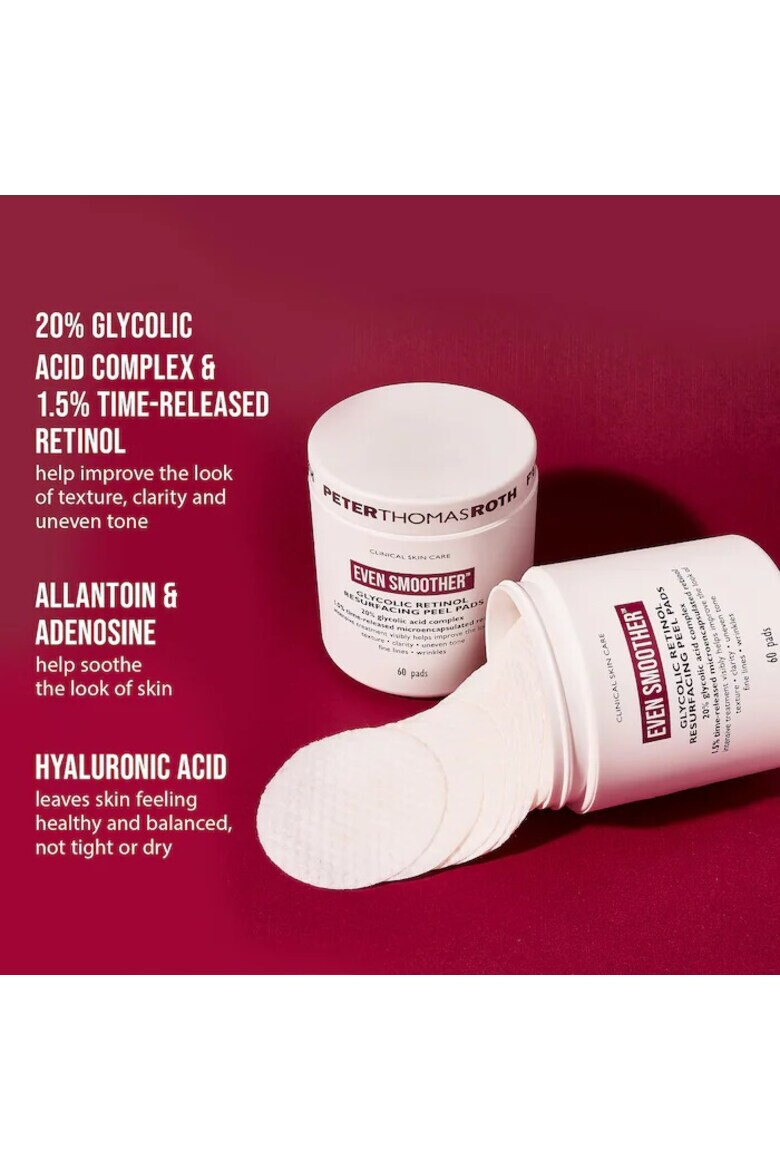 Peter Thomas Roth Patchuri pentru ochi EVEN SMOOTHER™ Glycolic Retinol Resurfacing Peel Pads 60 buc - Pled.ro