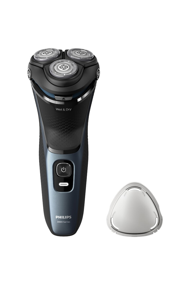 Philips Aparat de ras Shaver Seria 3000 S3144/00 barbierit umed şi uscat fara fir capete 5D pivotante si flexibile lame autoascutire 60 min capac de protectie Albastru intens - Pled.ro