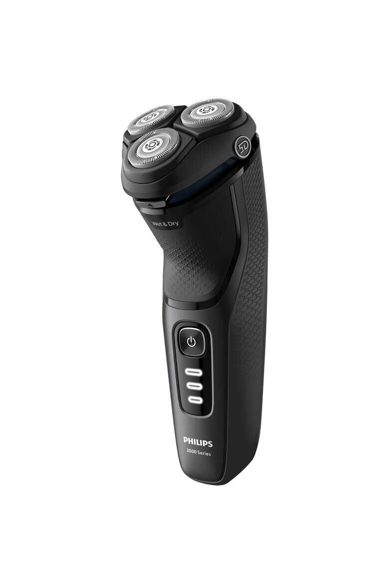 Philips Aparat de ras Shaver Seria 3000 S3244/12 barbierit umed şi uscat fara fir capete 5D pivotante si flexibile lame autoascutire 60 min sistem de barbierire anticoroziune capac de protectie Negru - Pled.ro