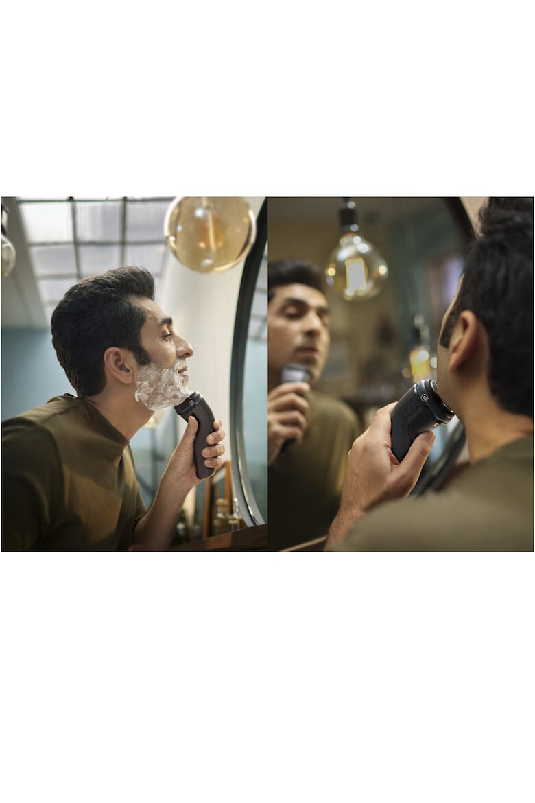 Philips Aparat de ras Shaver Seria 3000 S3244/12 barbierit umed şi uscat fara fir capete 5D pivotante si flexibile lame autoascutire 60 min sistem de barbierire anticoroziune capac de protectie Negru - Pled.ro