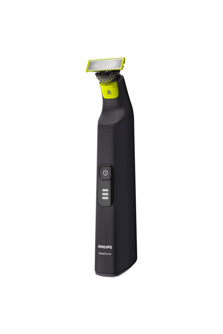 Philips Aparat hibrid de barbierit tuns barba si parul corporal OneBlade Pro QP6541/15 pieptene cu 14 lungimi lama inovatoare 360 cu 2 taisuri pieptene corp accesoriu de protectie reincarcabil autonomie 90 min umed si uscat Negru - Pled.ro