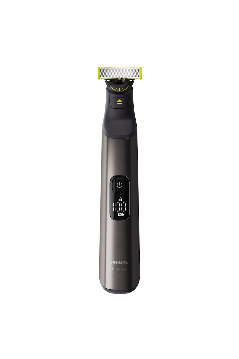 Philips Aparat hibrid de barbierit tuns barba si parul corporal OneBlade Pro QP6551/30 pieptene cu 14 lungimi lama inovatoare 360 cu 2 taisuri afisaj digital LED pieptene corp reincarcabil autonomie 120 min umed si uscat husa Crom - Pled.ro