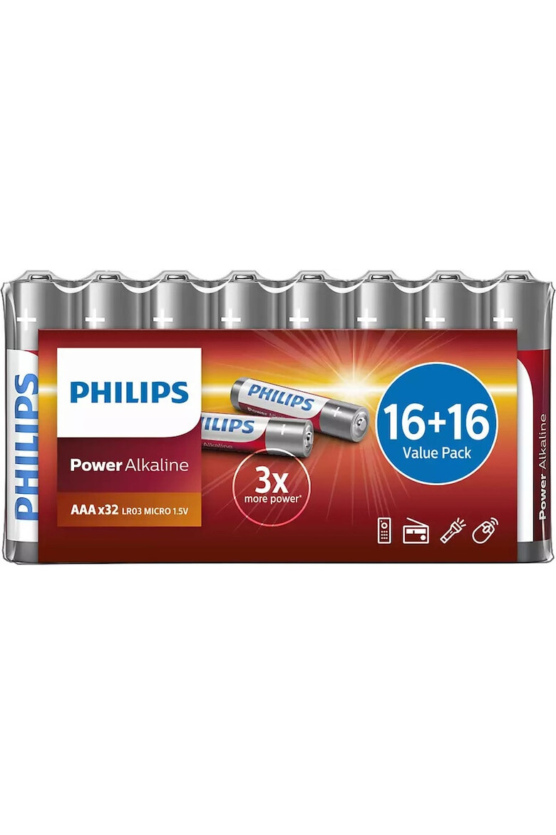 Philips Baterii Power Alkaline AAA 32 buc - Pled.ro