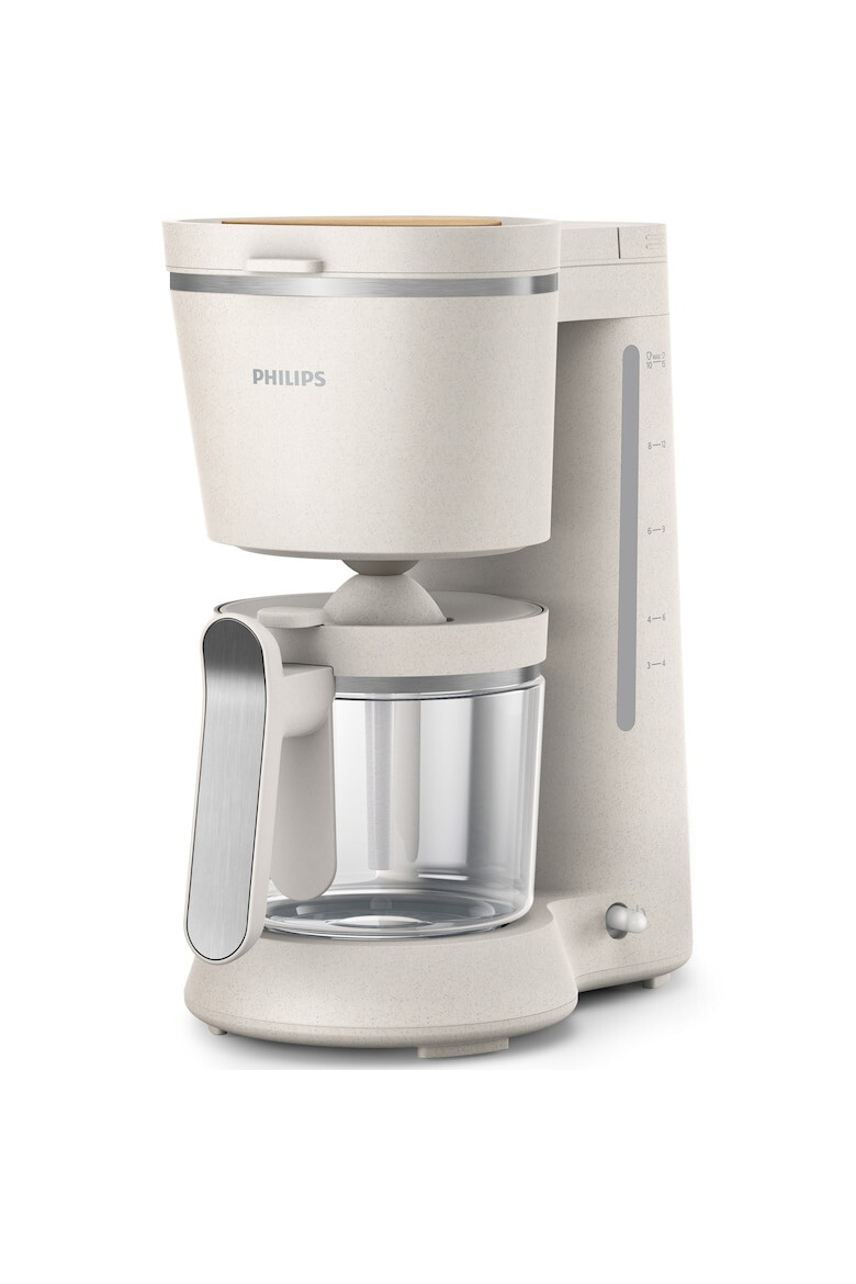 Philips Cafetiera HD5120/00 Conscious Collection Corp plastic reciclat pe bază bio Aroma Twister 1.2 L Timp preparare vas plin 10 min Oprire automată Opritor de picurare Capac detașabil și vas de sticla Indicator de nivel al apei - Pled.ro