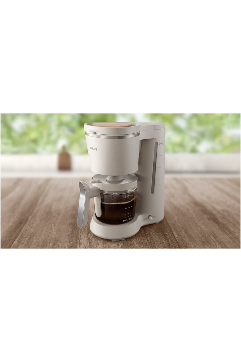 Philips Cafetiera HD5120/00 Conscious Collection Corp plastic reciclat pe bază bio Aroma Twister 1.2 L Timp preparare vas plin 10 min Oprire automată Opritor de picurare Capac detașabil și vas de sticla Indicator de nivel al apei - Pled.ro