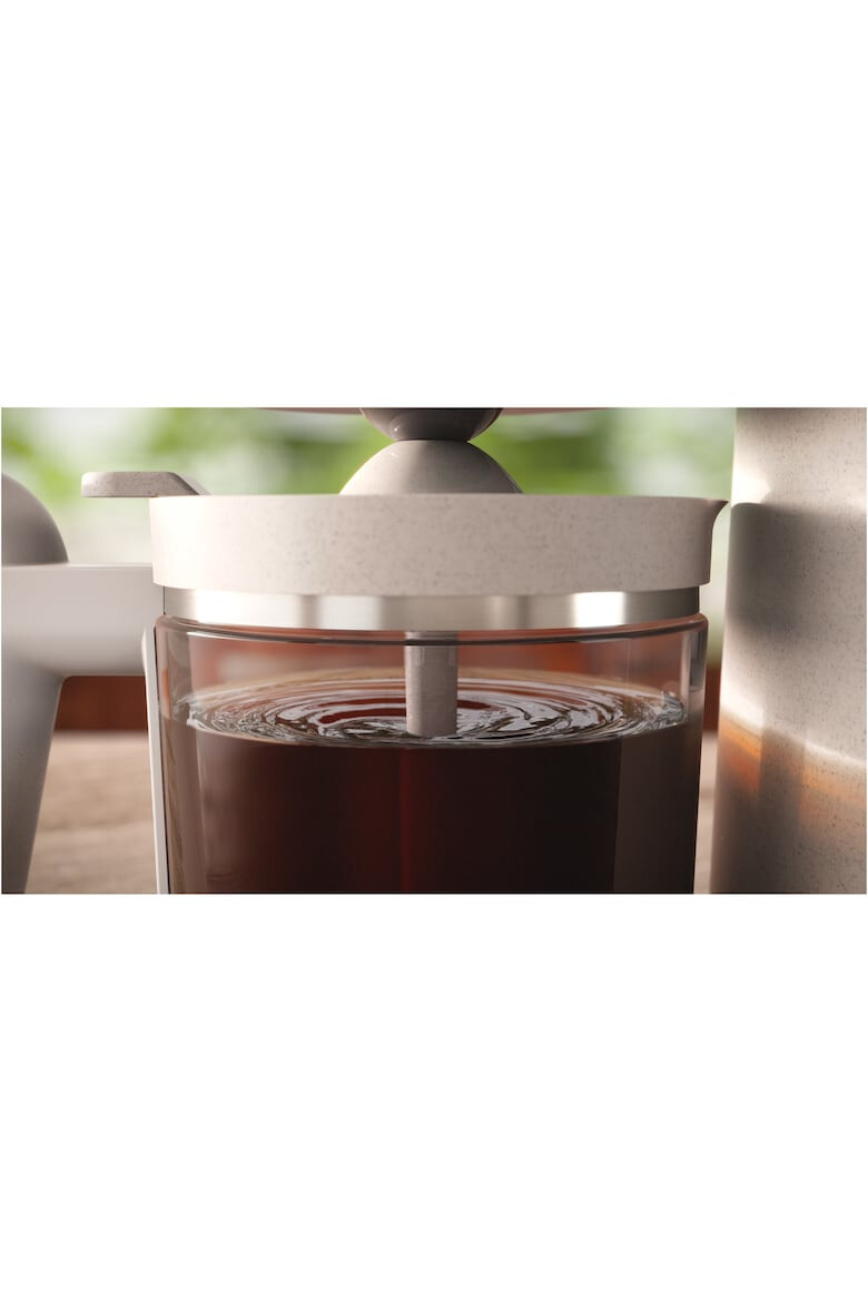 Philips Cafetiera HD5120/00 Conscious Collection Corp plastic reciclat pe bază bio Aroma Twister 1.2 L Timp preparare vas plin 10 min Oprire automată Opritor de picurare Capac detașabil și vas de sticla Indicator de nivel al apei - Pled.ro