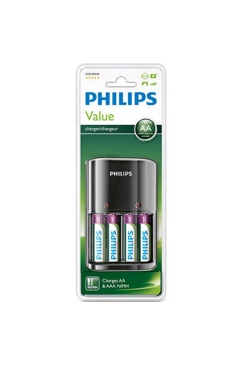 Philips Incarcator acumulatori 1/4 x AA/AAA + 4 Acumulatori x AA 2100 mAh - Pled.ro