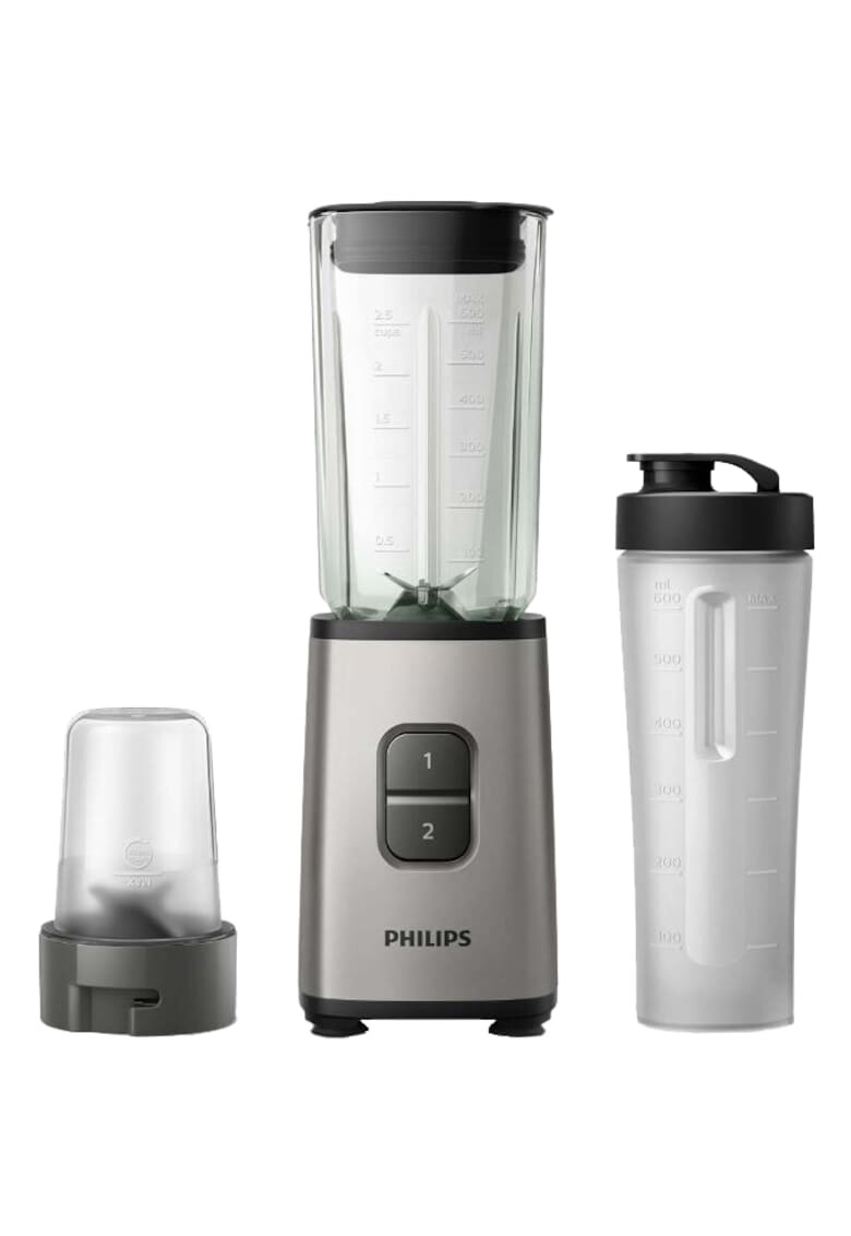 Philips Mini blender Daily Collection HR2605/80 350 W 09 l 2 viteze recipient on-the-go Crem metalic - Pled.ro