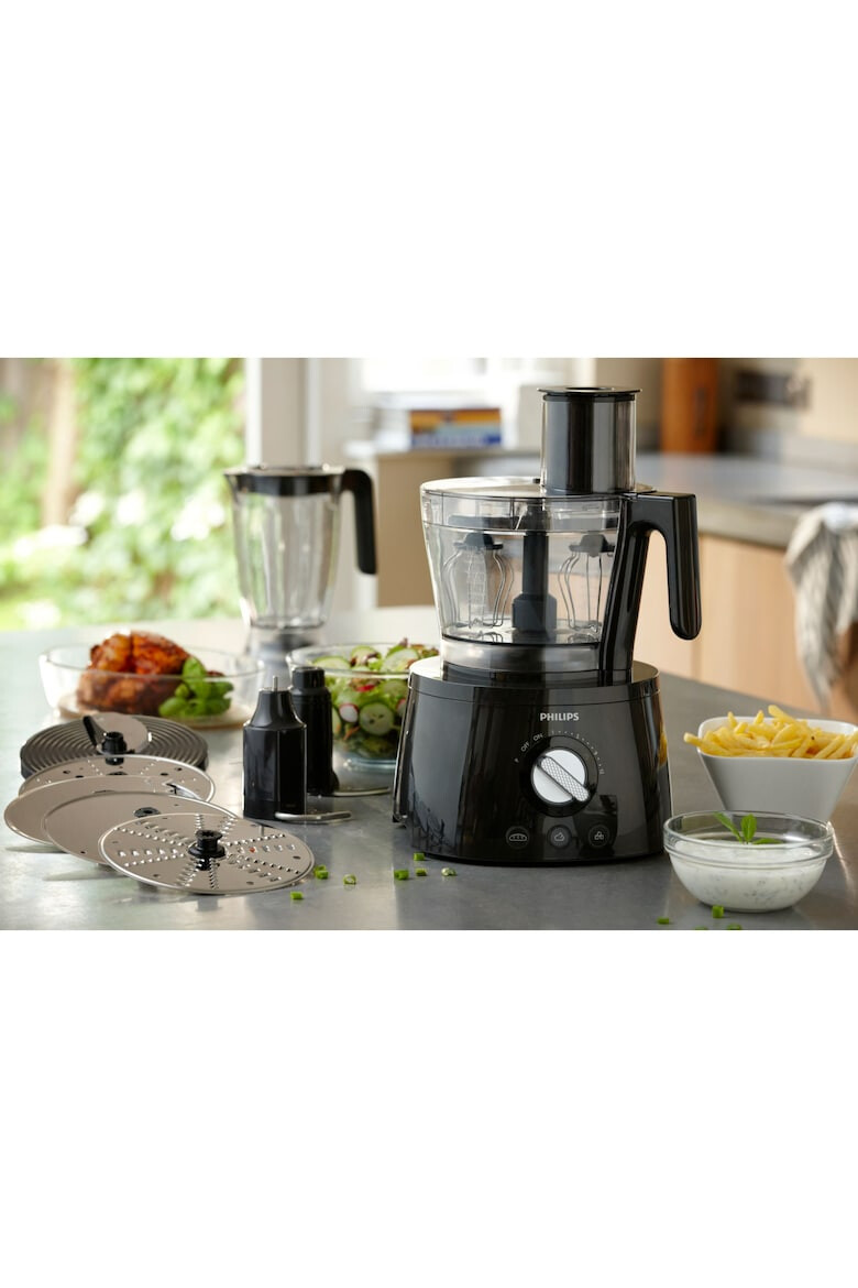 Philips Robot de bucatarie Avance Collection HR7776/90 1300W bol 2.4 l blender 1.5 l 12 viteze + Pulse negru - Pled.ro