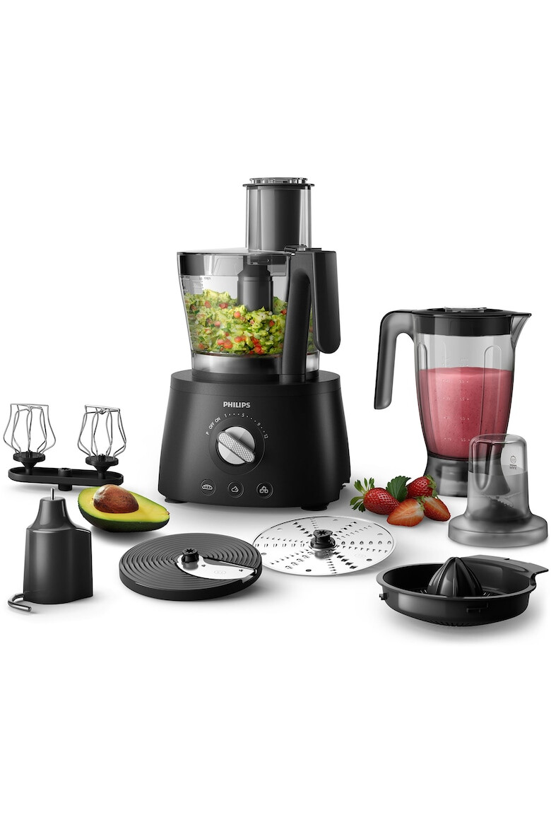 Philips Robot de bucatarie Avance Collection HR7776/90 1300W bol 2.4 l blender 1.5 l 12 viteze + Pulse negru - Pled.ro