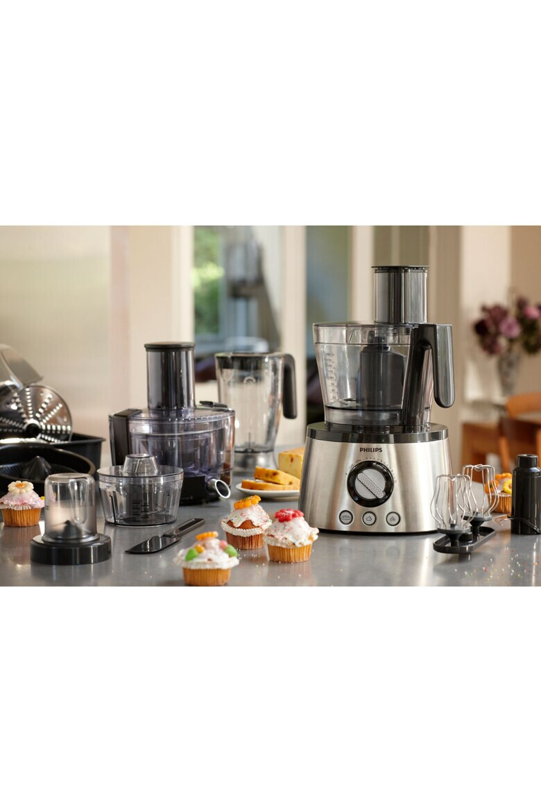 Philips Robot de bucatarie Avance Collection HR7778/00 1300 W bol 3.4 l blender 2.2 l storcator de fructe si legume 12 viteze + Pulse inox - Pled.ro