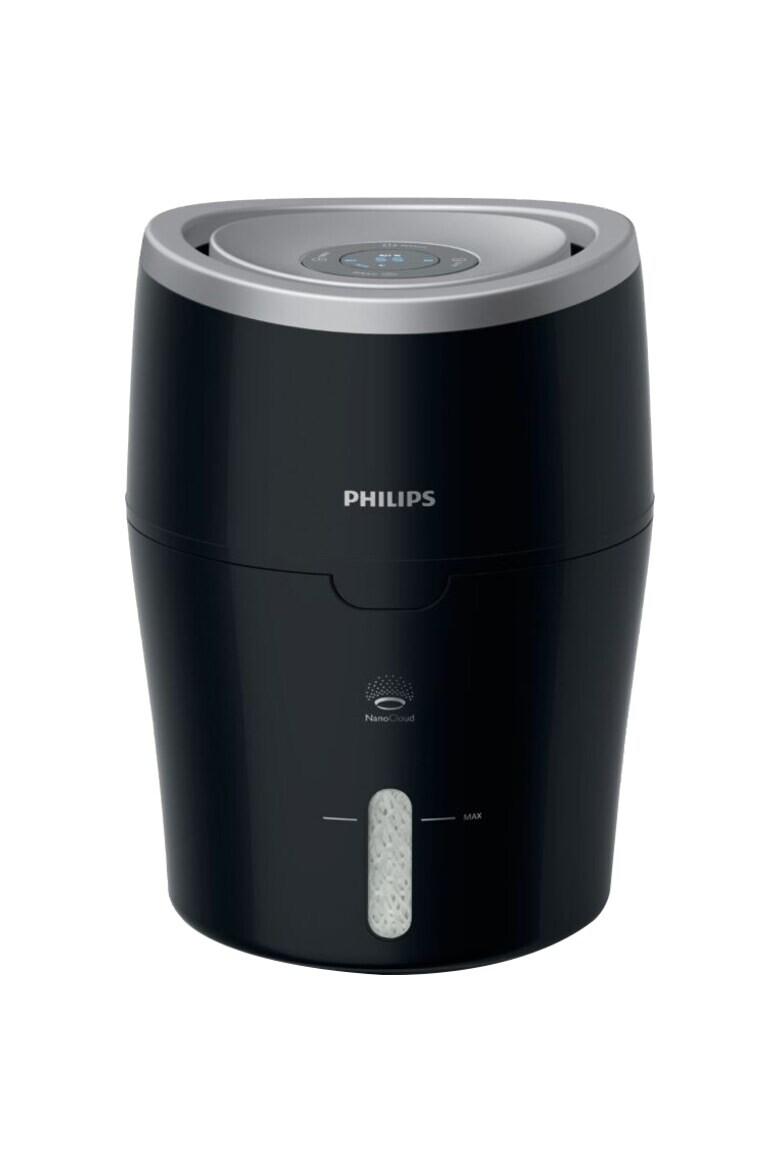 Philips Umidificator de aer HU4813/10 Tehnologie NanoCloud Rezervor 2l Acoperire 44mp Umidificare 300 ml/h Led Negru - Pled.ro