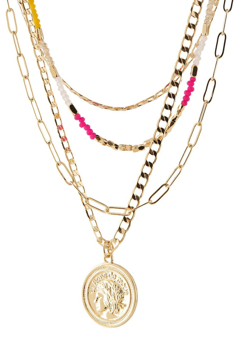 Pieces Colier cu model stratificat si pandantiv cu moneda - Pled.ro