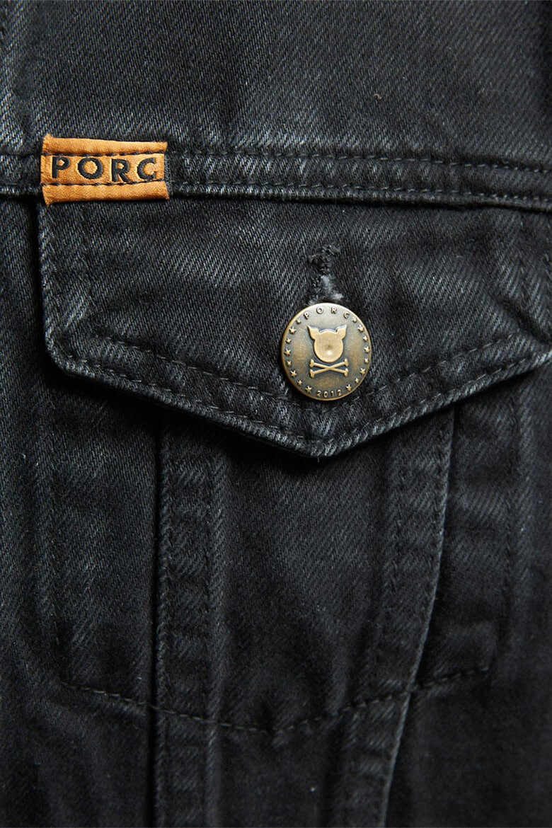 PORC Jacheta unisex de denim cu buzunare pe piept - Pled.ro