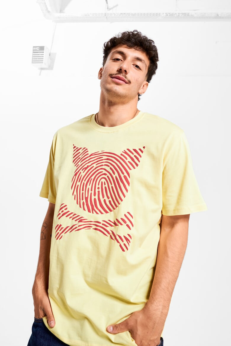 PORC Tricou unisex cu decolteu la baza gatului si imprimeu logo - Pled.ro