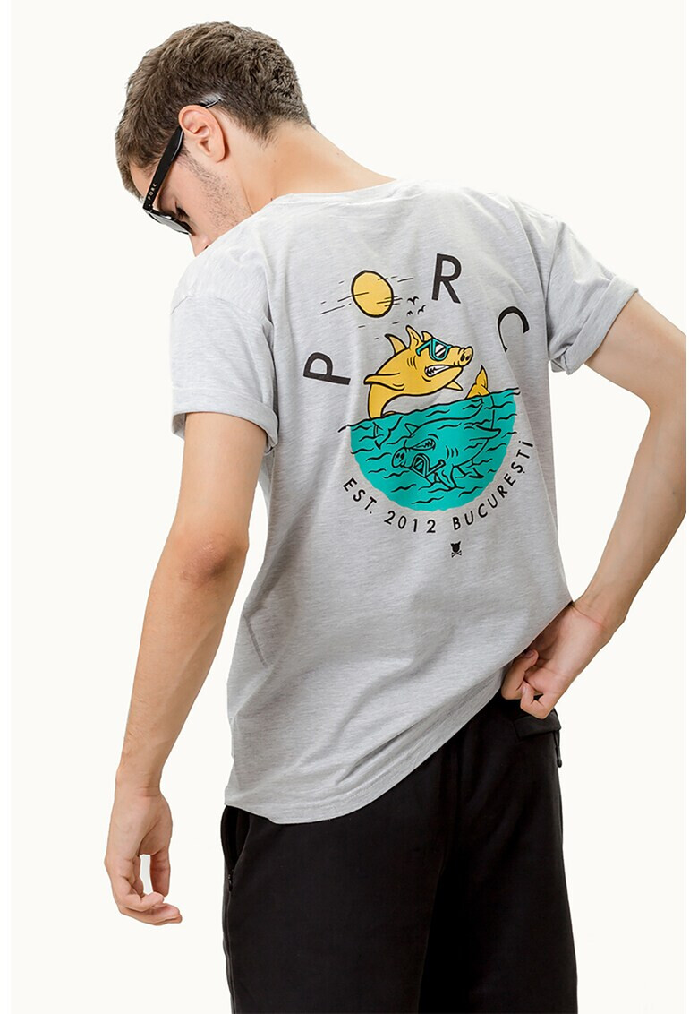 PORC Tricou unisex cu imprimeu logo - Pled.ro