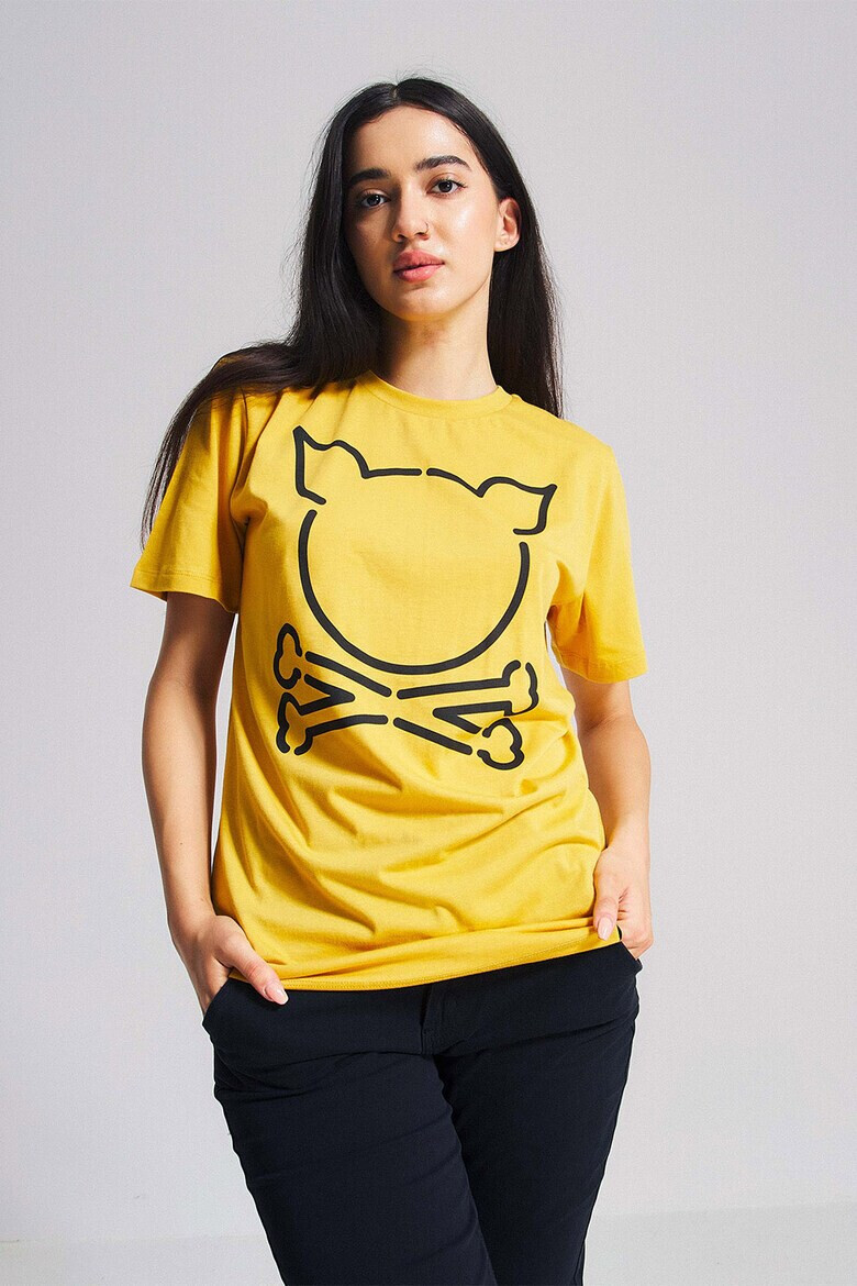 PORC Tricou unisex de bumbac cu imprimeu logo supradimensionat Luminous - Pled.ro