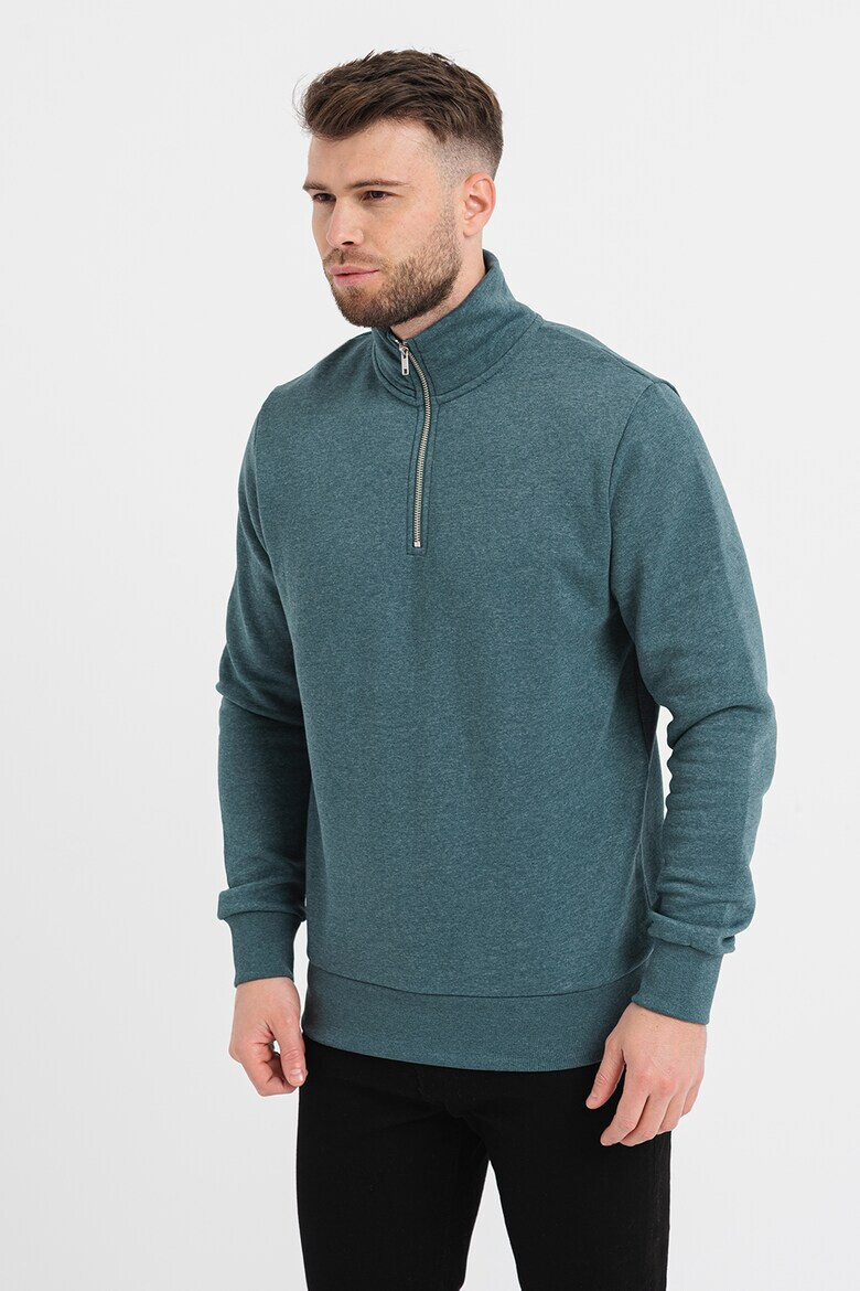 Produkt by Jack & Jones Bluza sport din amestec de bumbac cu fermoar scurt - Pled.ro