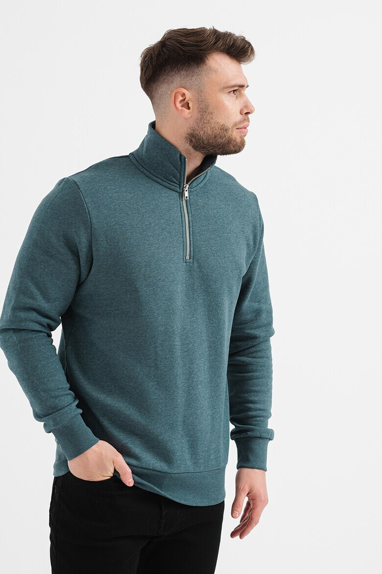 Produkt by Jack & Jones Bluza sport din amestec de bumbac cu fermoar scurt - Pled.ro