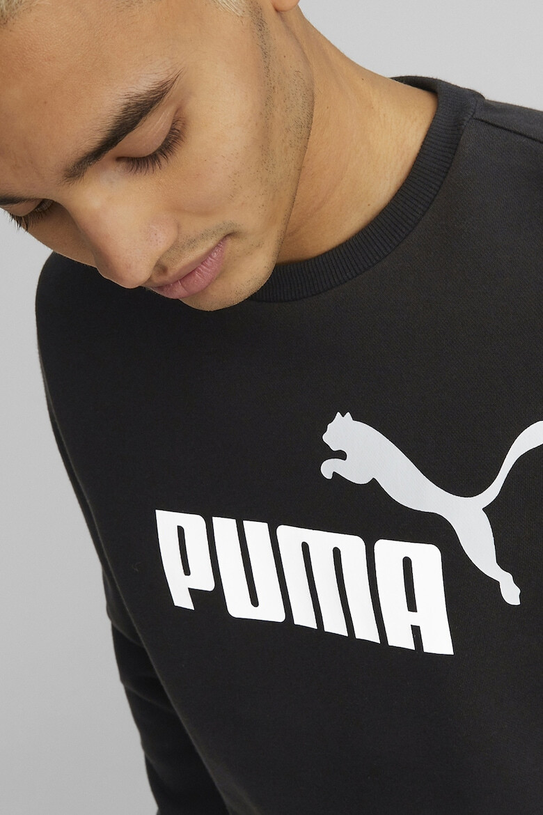 Puma Bluza de trening cu decolteu la baza gatului si imprimeu logo Essentials Negru Alb - Pled.ro