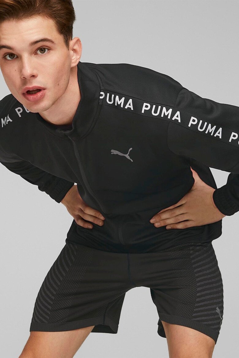 Puma Bluza sport din fleece cu fermoar si benzi logo Fit Light Power - Pled.ro