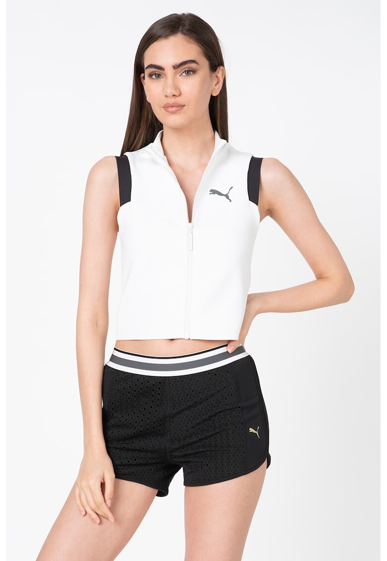 Puma Top crop fara maneci cu fermoar si guler scurt - Pled.ro