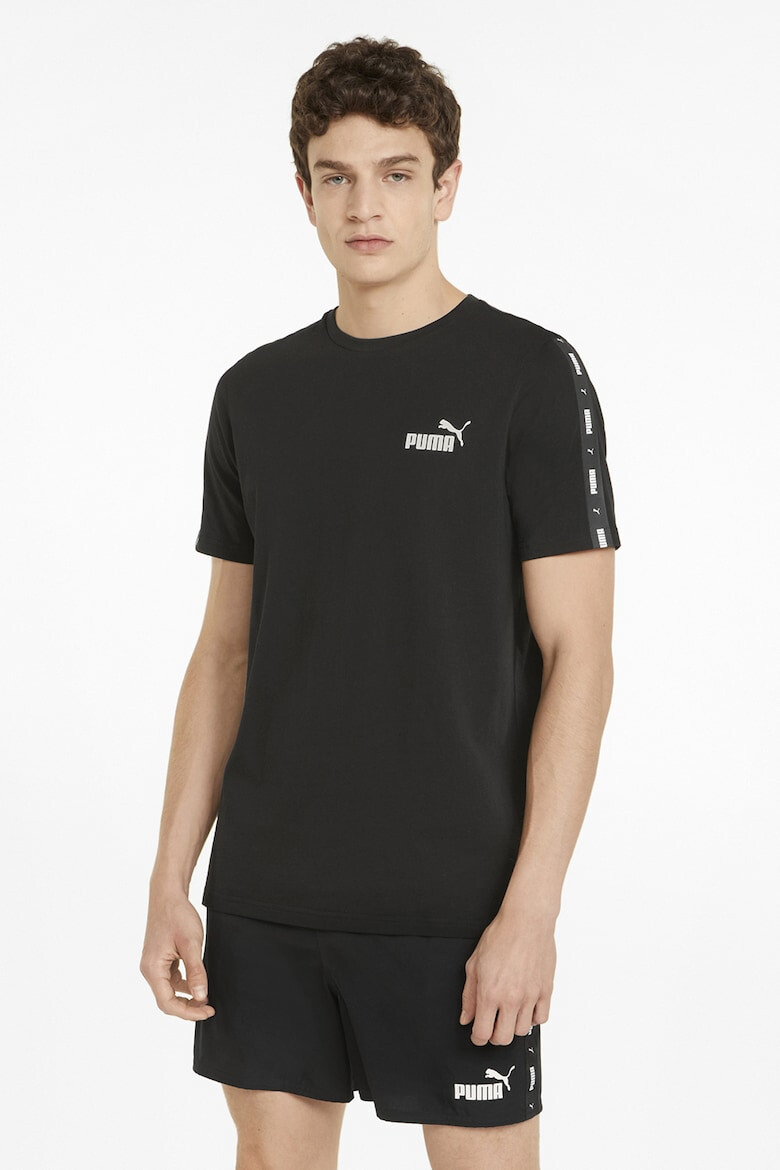 Puma Tricou cu decolteu la baza gatului si benzi logo Essentials+ - Pled.ro