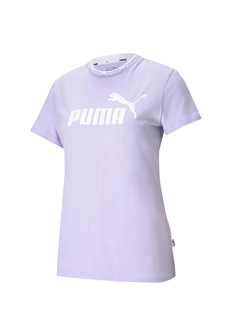 Puma Tricou cu decolteu la baza gatului si imprimeu logo Amplified - Pled.ro