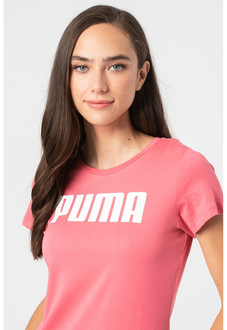 Puma Tricou cu decolteu la baza gatului si imprimeu logo Essentials - Pled.ro