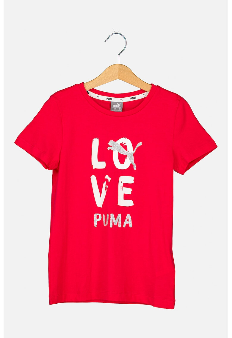 Puma Tricou cu decolteu la baza gatului si logo stralucitor Alpha - Pled.ro